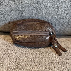 Mila Louise Small Key Coin Pouch Leather Brown Sparkle used